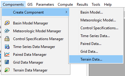 Launching the Terrain Data Creation wizard directly