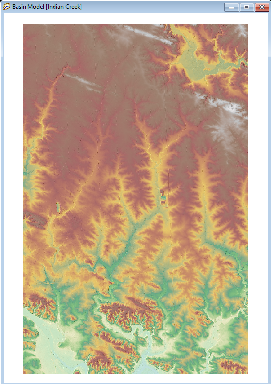 Terrain data viewed in the Basin Model Map window