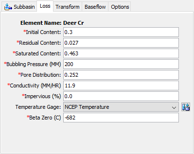 Smith Parlange loss method editor