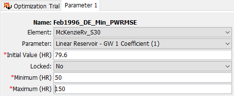 Specifying Parameter information for an Optimization Trial