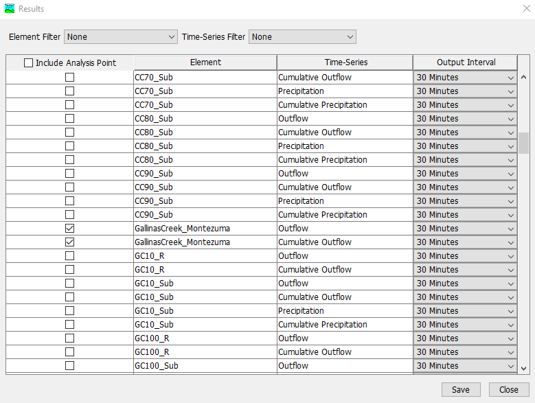 Ensemble Analysis Output Control Dialog