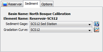 Specified Sediment Method Editor at a reservoir element