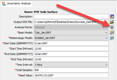 Click the Select Specific Time Series And Interval button to choose output