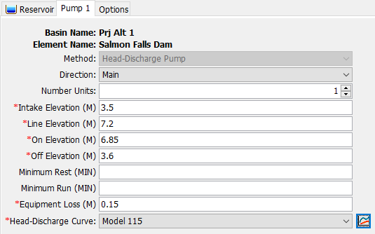 Pump Component Editor with the Head-Discharge Method selected