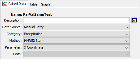 Default settings for a new Parameter Value Samples Paired Data record