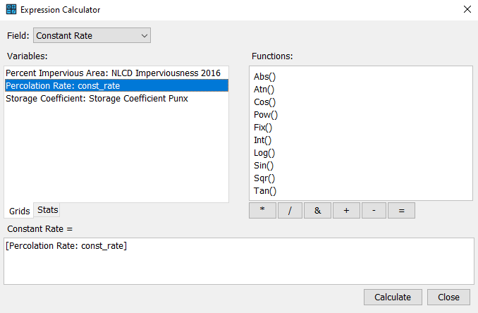 Using the Expression Calculator for estimating the Constant Rate parameter