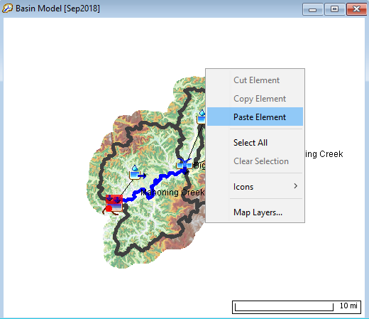 Pasting an element selection into the Basin Map