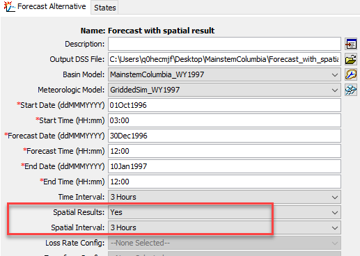 Turning on Spatial Results for a Forecast Alternative