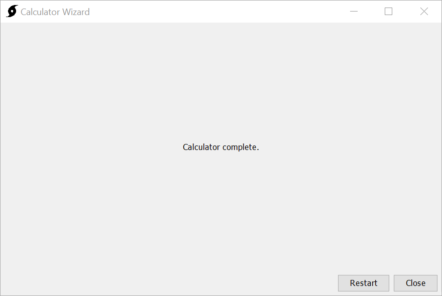 Calculator Wizard reporting a completed calculation Calculator Wizard reporting a completed calculation