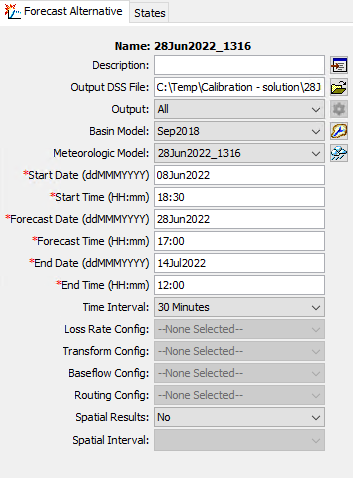 Forecast Alternative Component Editor