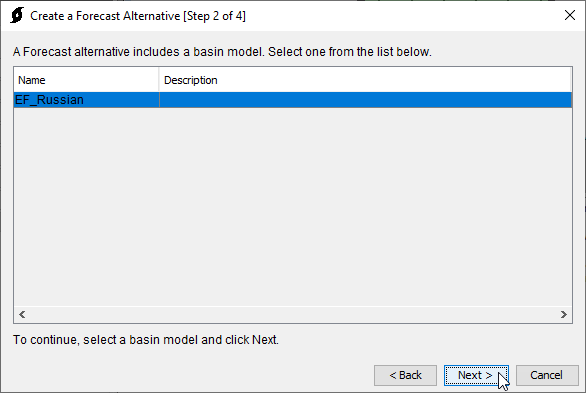 Second step of the Automated Forecast Wizard