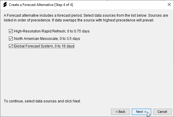 Fourth step of the Automated Forecast Wizard