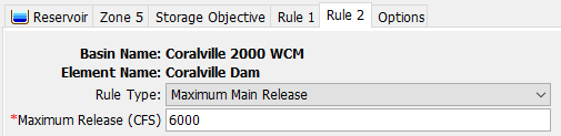 Rule Tab with Maximum Main Release Rule