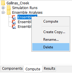 Delete Ensemble Analysis Right-click Option