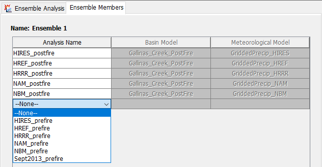 Ensemble Member Table