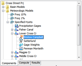 A Meteorologic Model using the Bristow Campbell Shortwave Radiation Method with a Component Editor for each individual subbasin