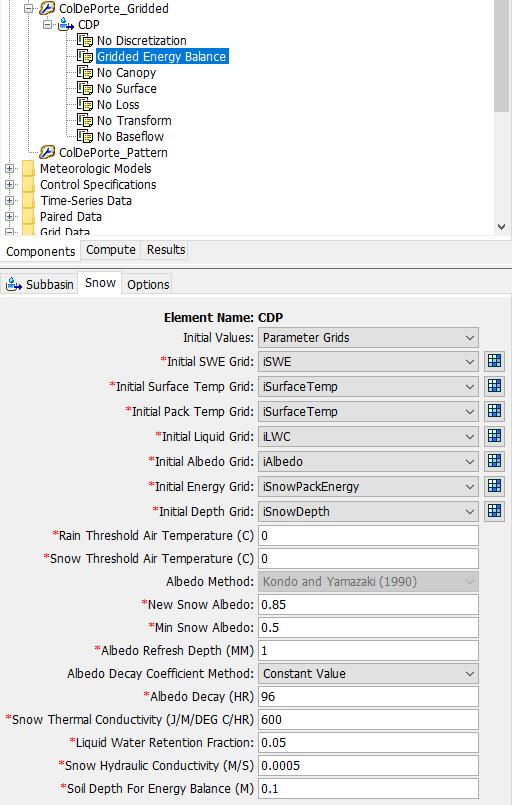 Gridded Energy Balance Component Editor