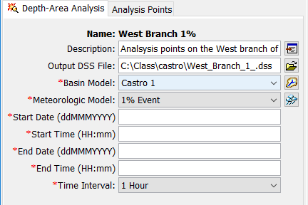 Selecting the Basin Model and Meteorologic Model used as the bases for the Depth-Area Analysis