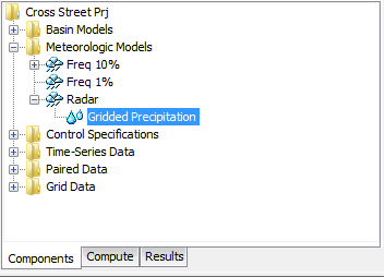 A Meteorologic Model using the Gridded Precipitation Method with a Component Editor for all subbasins