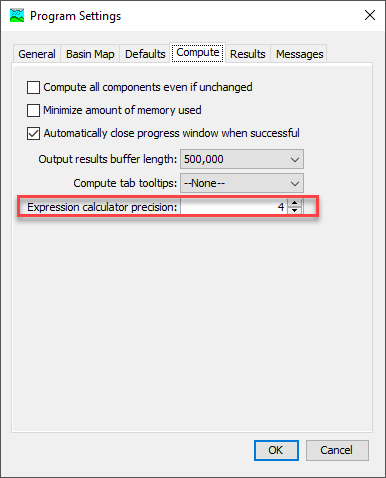 Expression calculator precision is used to set the number of significant digits for the frequency precipitation calculator.