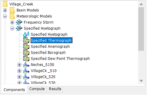 A Meteorologic Model using the Specified Thermograph Temperature Method with a Component Editor for all subbasins