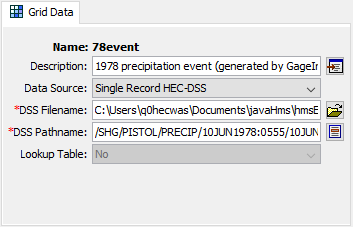 Component editor for a precipitation gridset