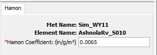 Entering the Hamon evapotranspiration coefficient for a subbasin