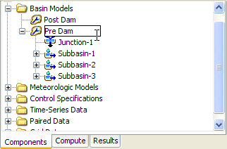 Renaming a Basin Model in the Watershed Explorer