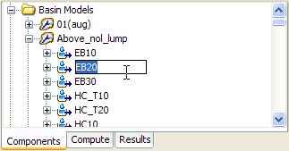 Renaming an element in the Watershed Explorer