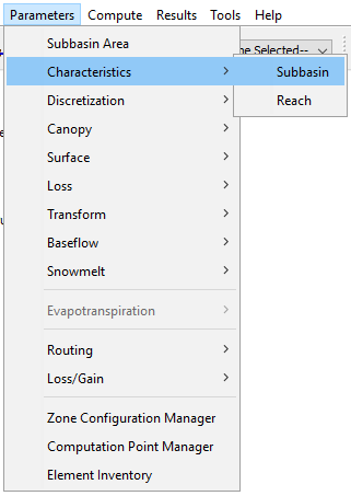 Selecting the Subbasin Characteristics