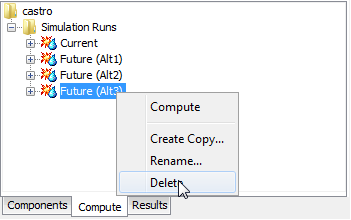 Deleting a Simulation Run in the Watershed Explorer