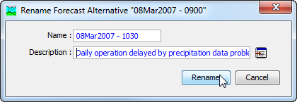 Figure 5. Renaming a forecast alternative.