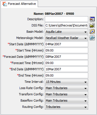 Figure 9. Forecast alternative component editor.