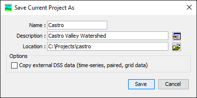 Figure 4.  Saving a copy of a current project.