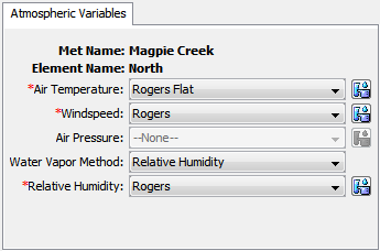 Figure 11. The selected meteorologic model methods require air temperature, windspeed, and water vapor.