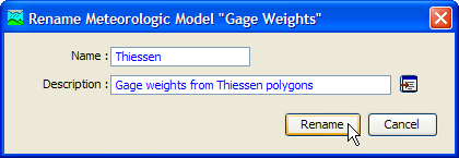 Figure 4. Renaming a meteorologic model.