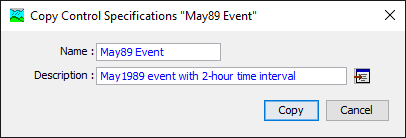Figure 2. Creating a copy of a control specifications.