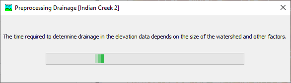 Figure 9. Indefinite progress bar for the Preprocess Drainage step.