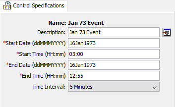 Figure 8. An example of a control specifications component editor.