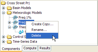 Figure 7. Deleting a meteorologic model in the Watershed Explorer.