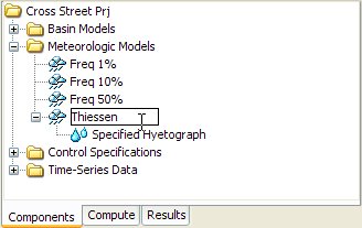 Figure 5. Renaming a meteorologic model in the Watershed Explorer.