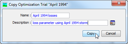 Figure 3. Creating a copy of an optimization trial.