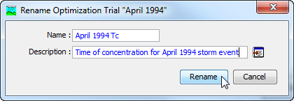 Figure 5. Renaming an optimization trial.