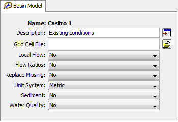 Figure 4. A basin model component editor showing the name, description, and other parameter data.