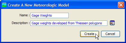 Figure 1. Creating a new meteorologic model. 