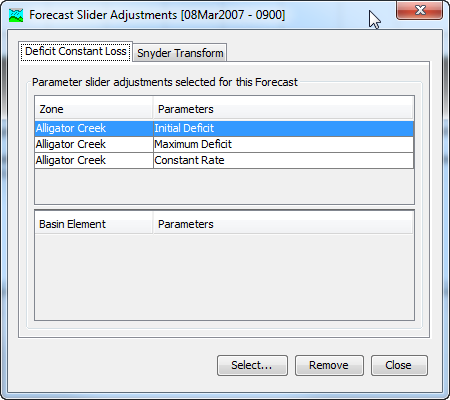Figure 4. Viewing and managing the slider adjustments.