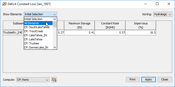 Figure 3. Global editor for the Deficit and Constant Loss method.