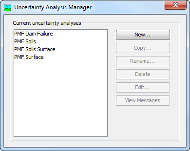 Figure 1. Beginning the process of creating a new uncertainty analysis using the Uncertainty Analysis Manager.