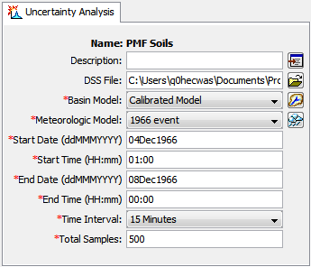 Figure 9. The uncertainty analysis component editor