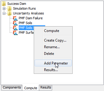 Figure 10. Adding a parameter to an uncertainty analysis